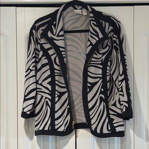 Chic Black and Cream Zebra Print Blazer